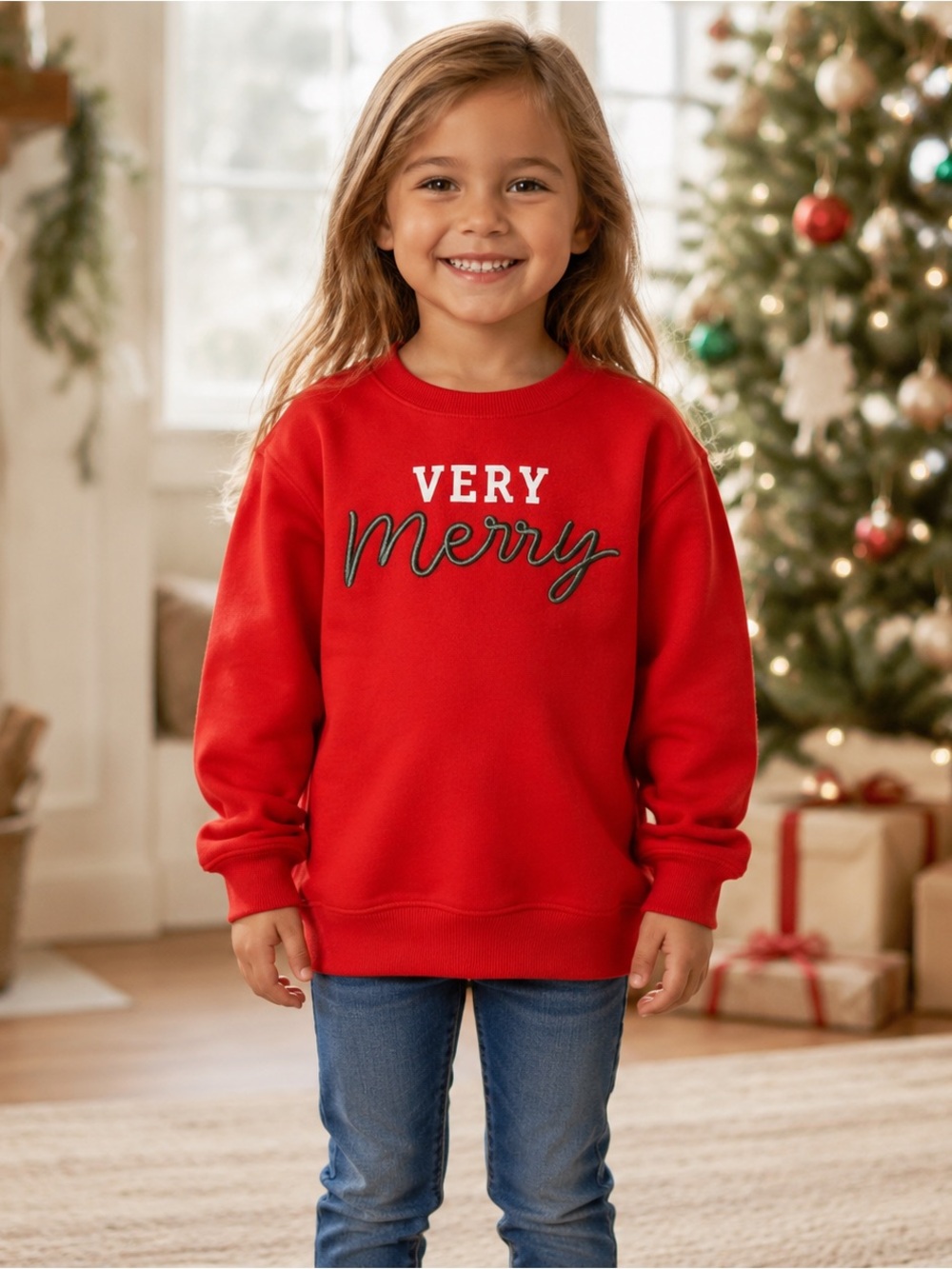 Cat & Jack Toddler 5T Very Merry Christmas Sweatshirt Red Holiday Pullover NWT